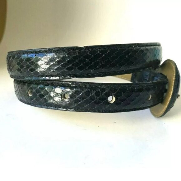 Liz Claiborne black snakeskin snake women’s belt vintage size small medium - Picture 5 of 12